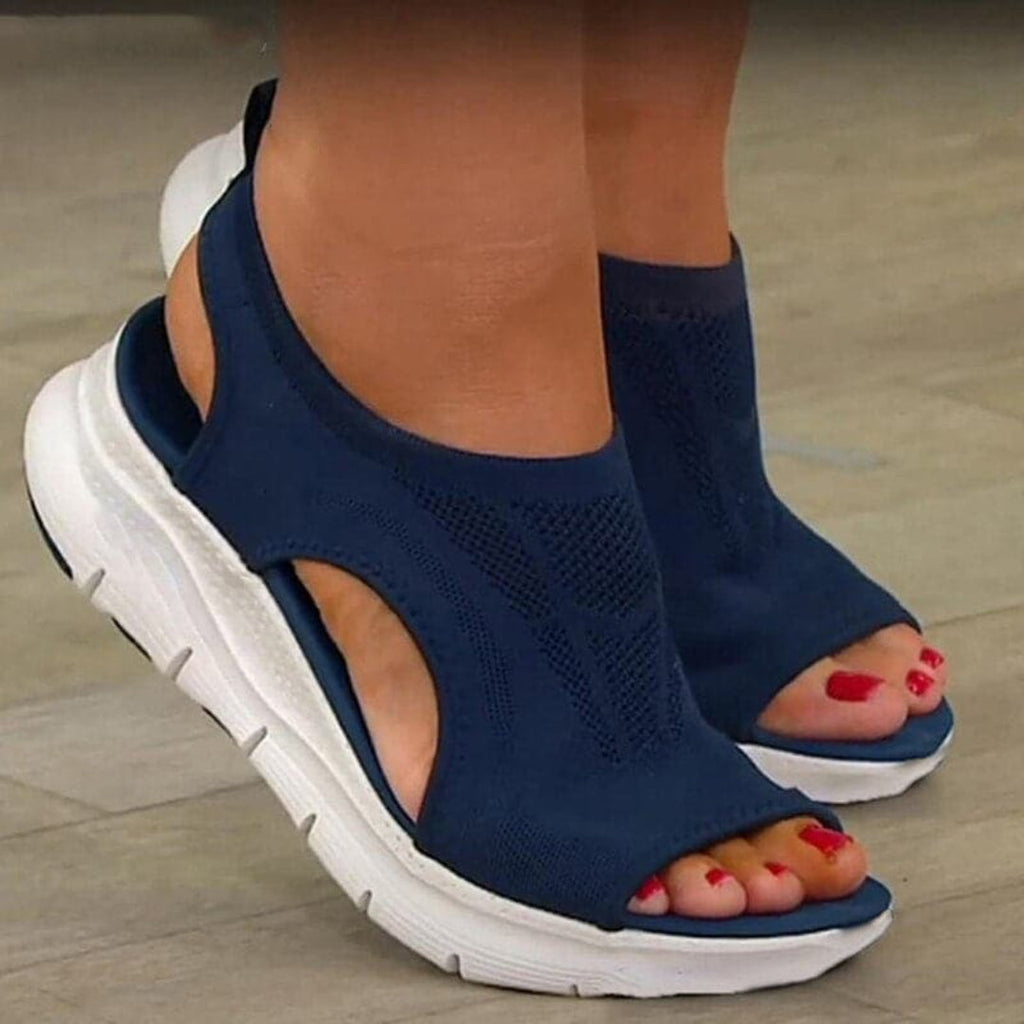 Sporty slip-on knit sandals with open toe