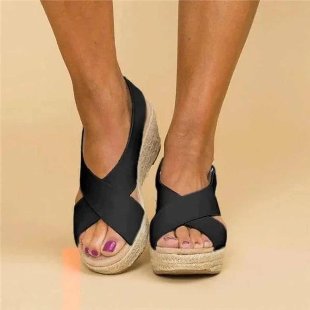 Wedge espadrilles with crisscross straps