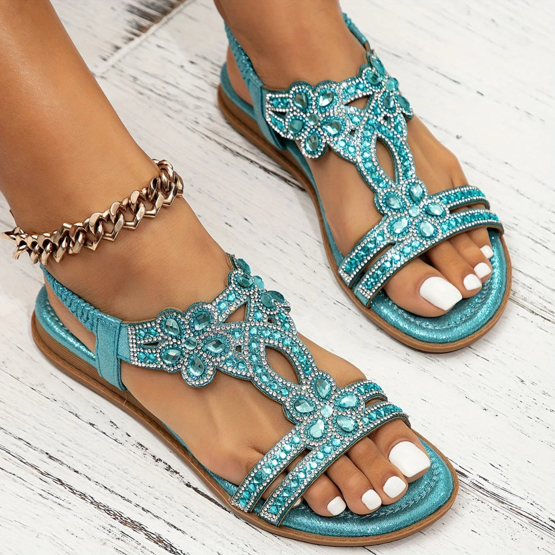 Open-toe sandals with crystal-embellished straps