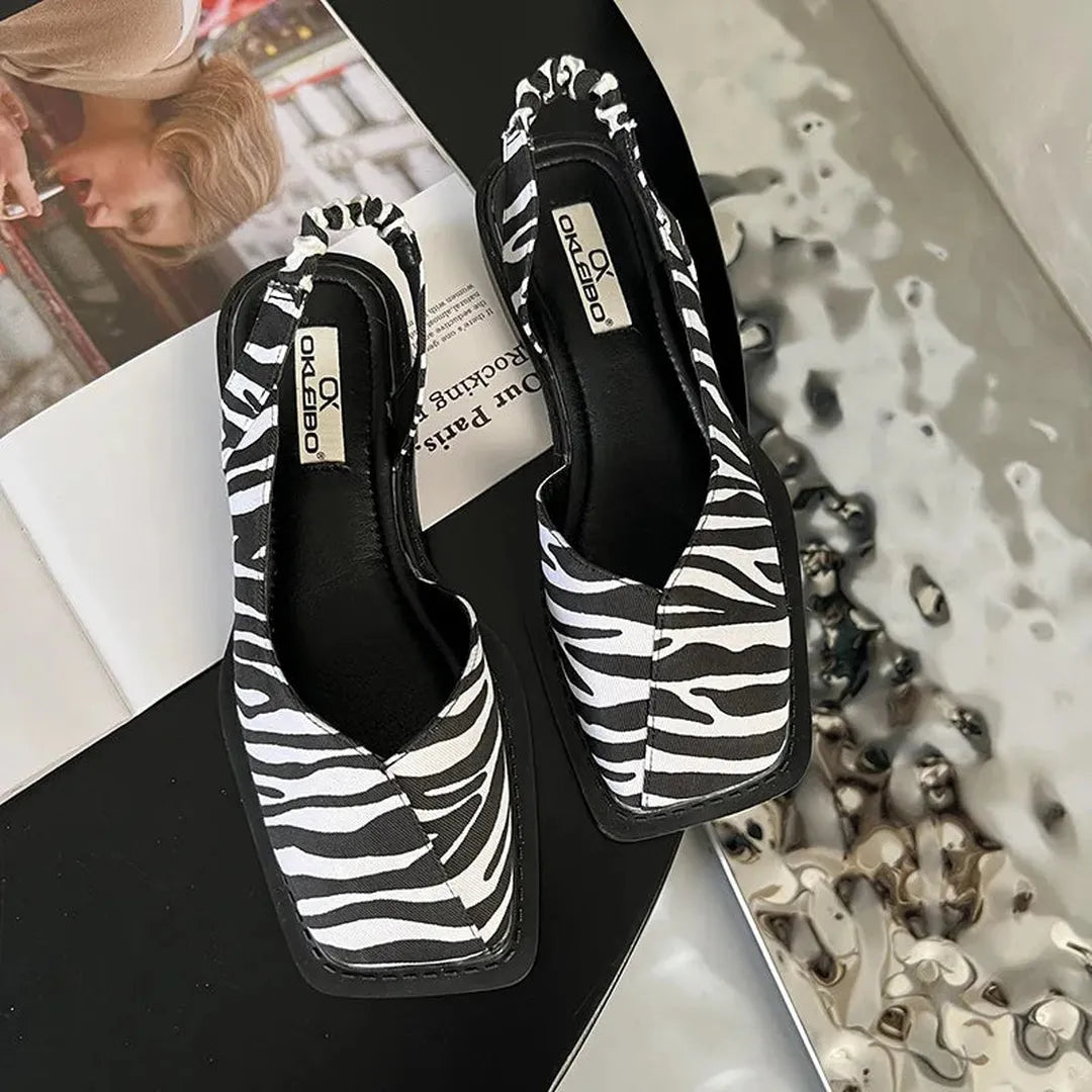 Slingback sandals with square toe