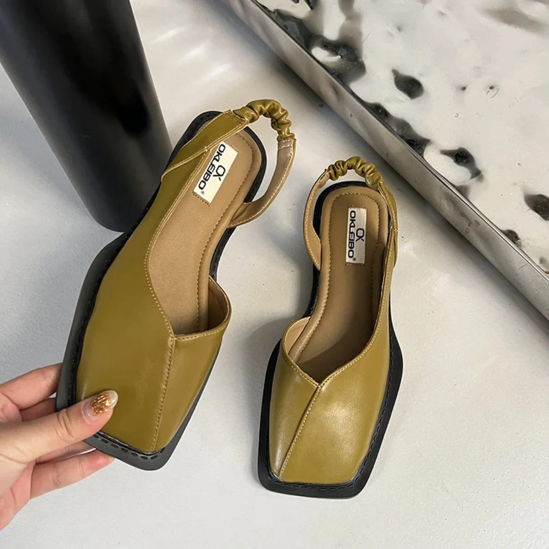 Slingback sandals with square toe
