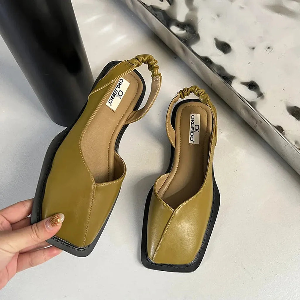 Slingback sandals with square toe