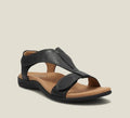 Leather T-strap sandals with adjustable closure