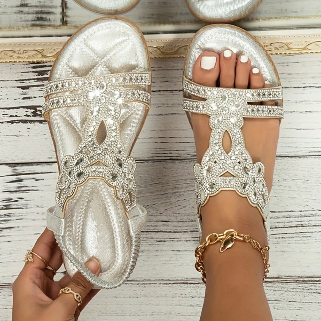 Open-toe sandals with crystal-embellished straps