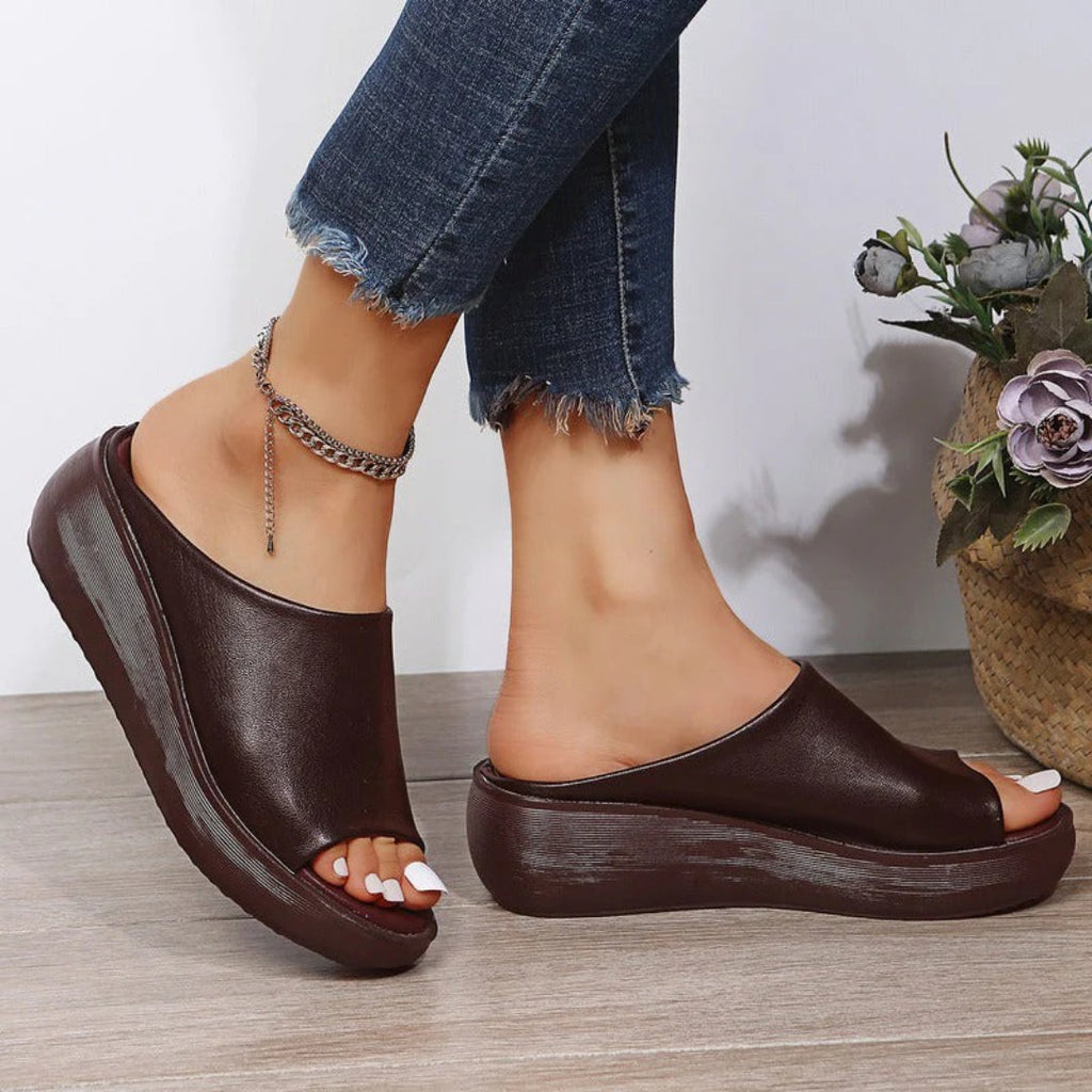 Platform slides with an open toe