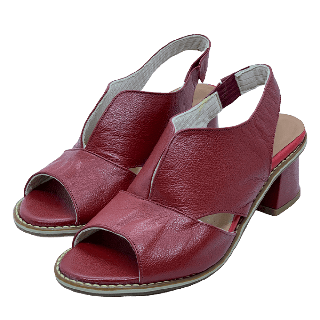Leather open-toe block heel sandals