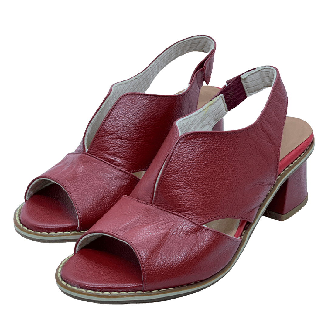 Leather open-toe block heel sandals