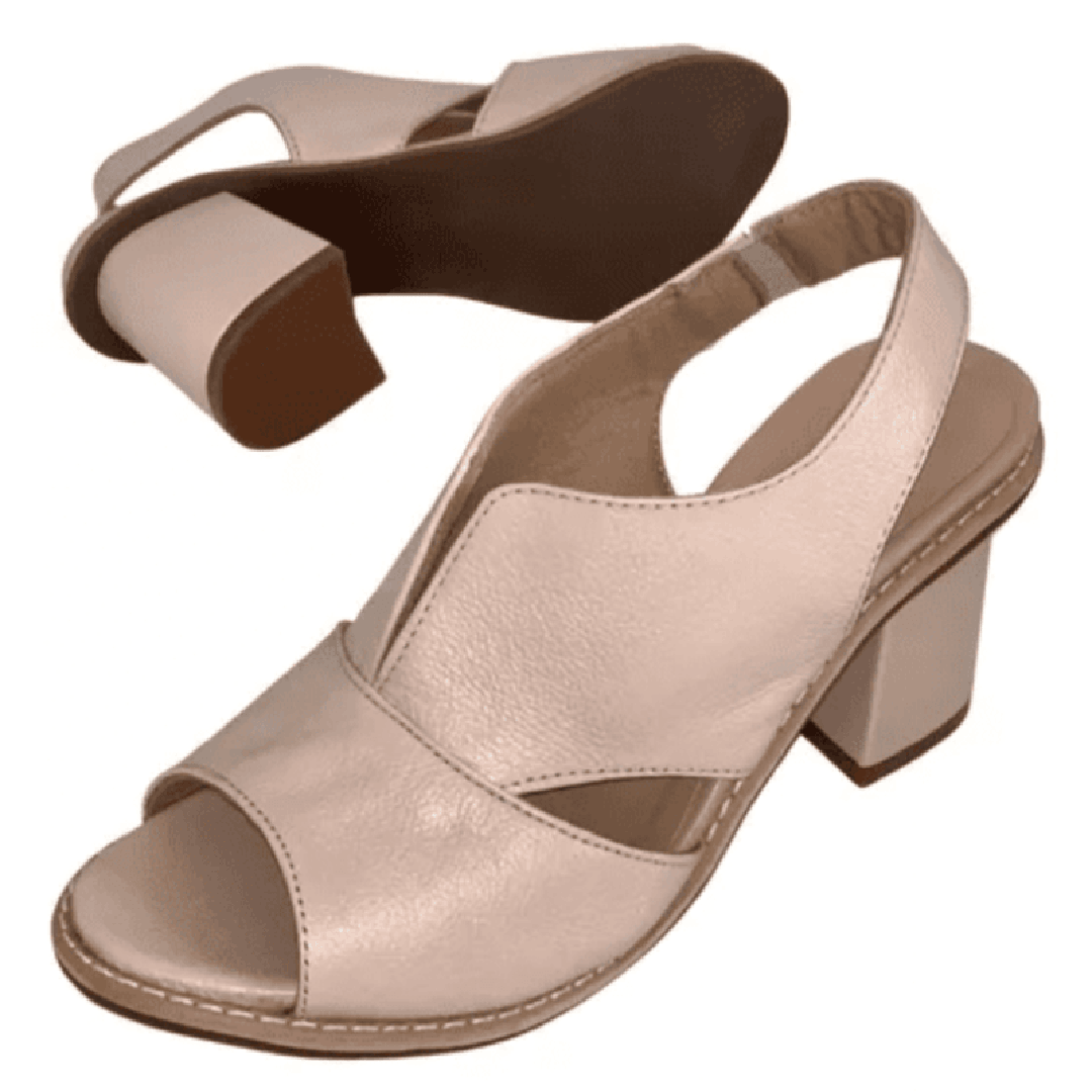 Leather open-toe block heel sandals