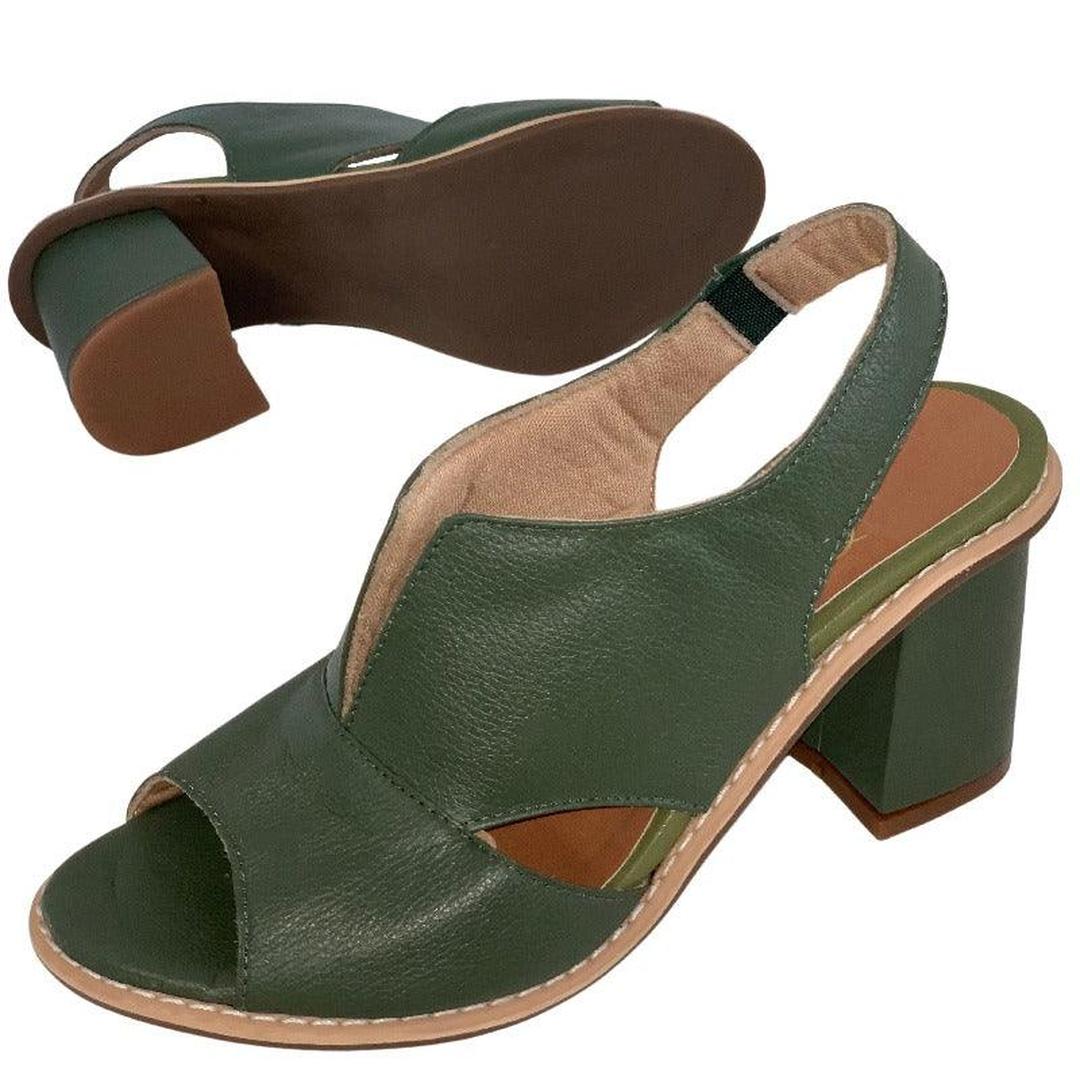 Leather open-toe block heel sandals