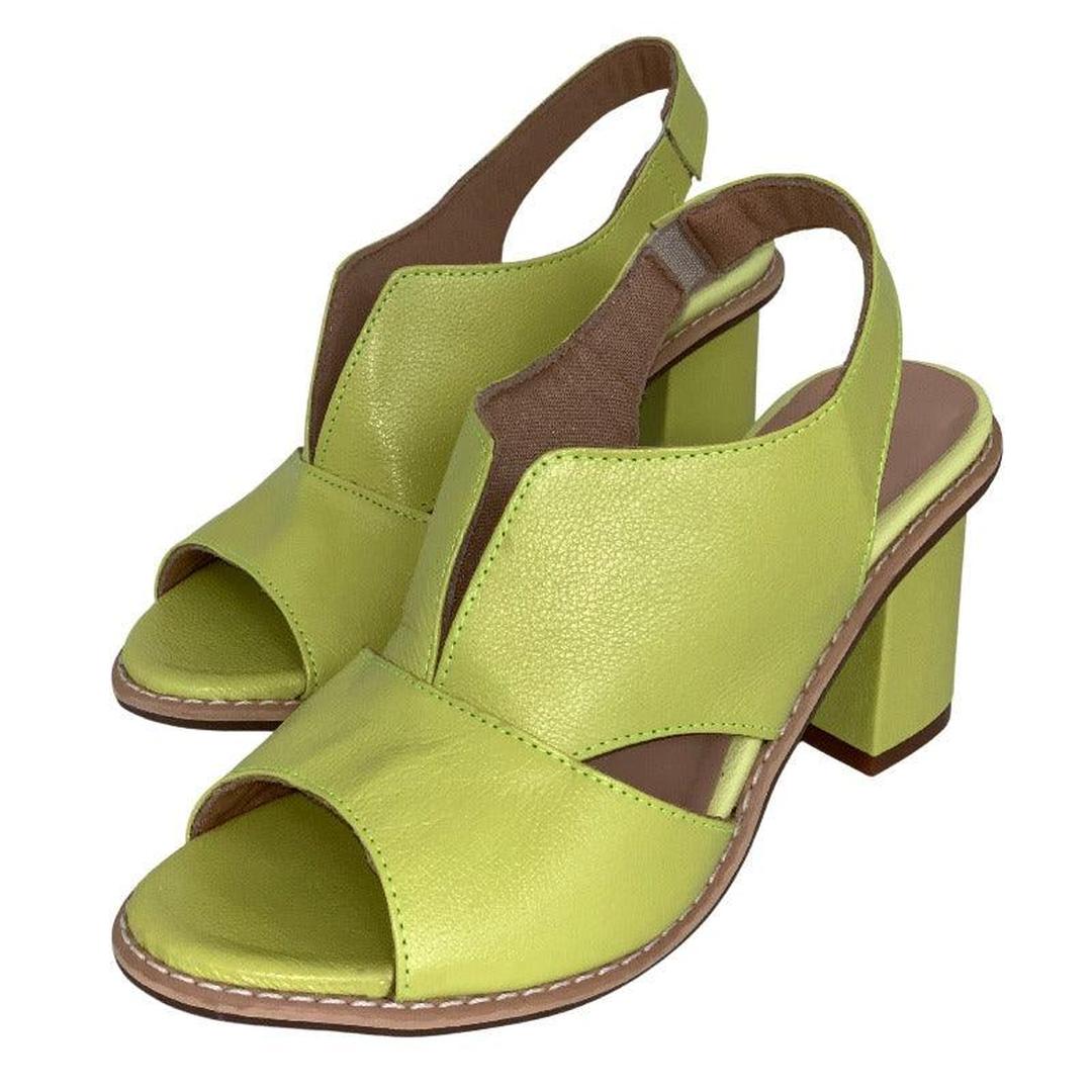 Leather open-toe block heel sandals